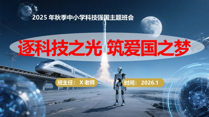 【144436】【25年秋】【第16周】《逐科技之光，筑爱国之梦》主题班会PPT